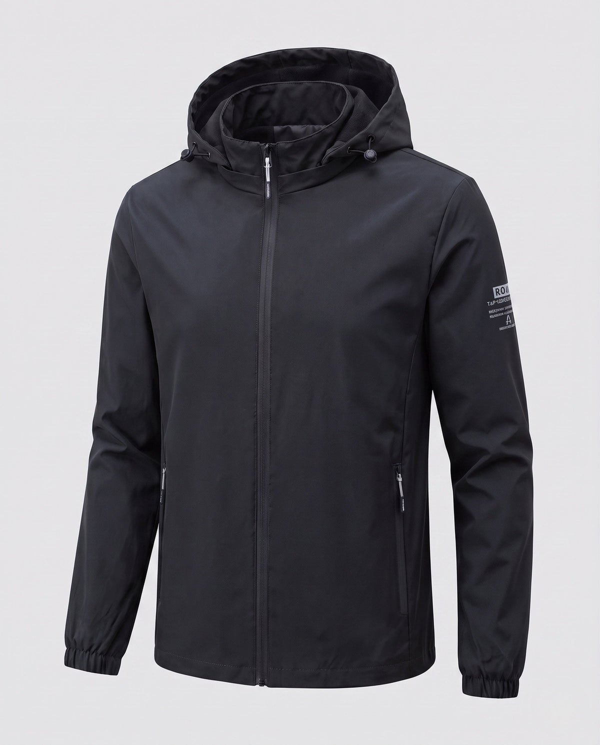 Herren leichte winddichte Hoodie-Jacke mit wärmendem Fleece-Futter und Reißverschlusstaschen drune