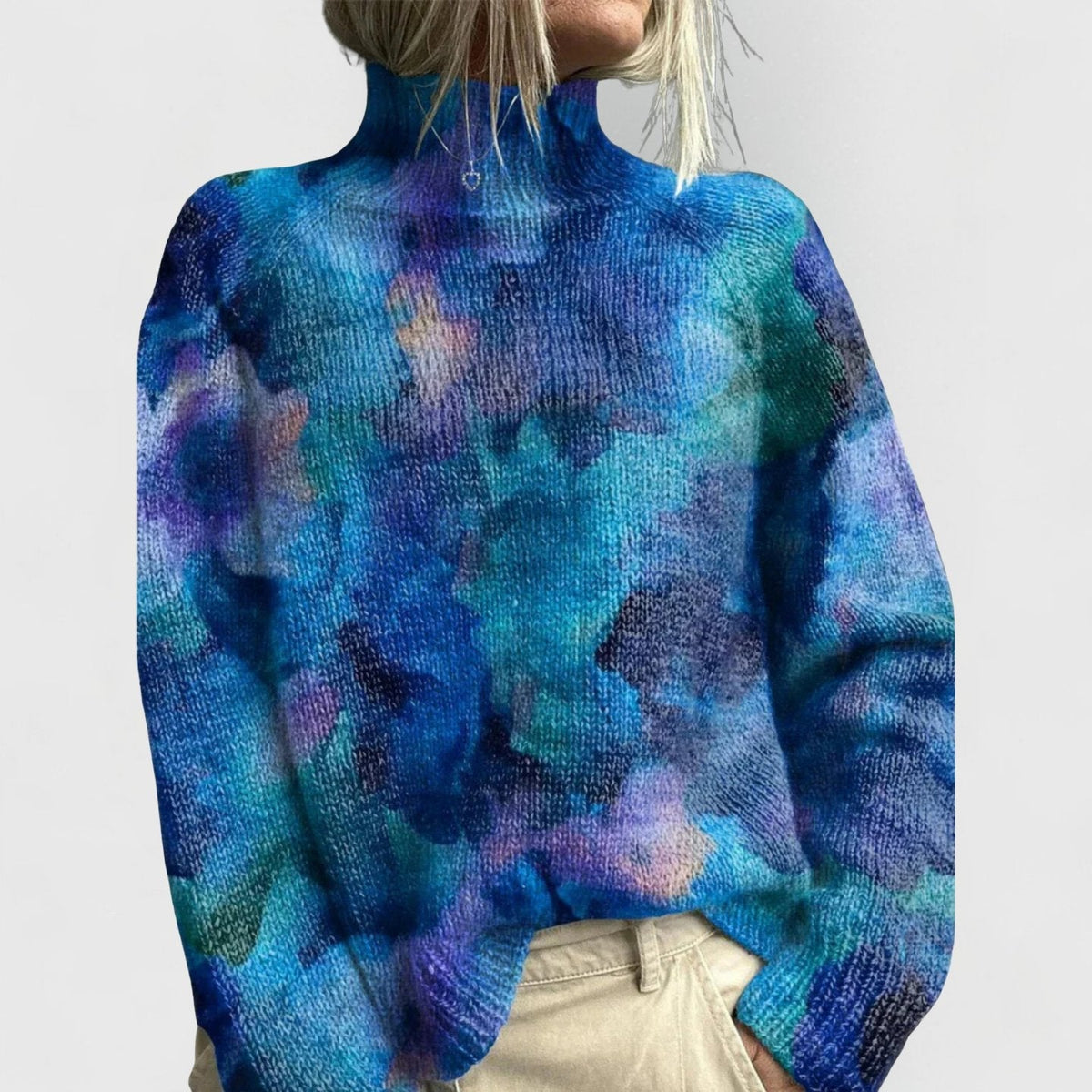 Rollkragenpullover Damen | Blumenmuster & Relaxed-Fit