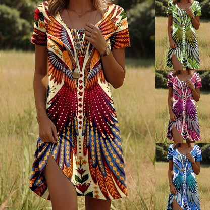 Isla™ – Kleid mit Indisch-inspiriertem Print und Rundhalsausschnitt