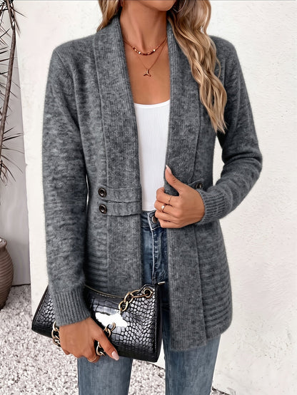 Ingrid| Eleganter Damen Cardigan - Offene Vorderseite & Eingearbeitete Taille