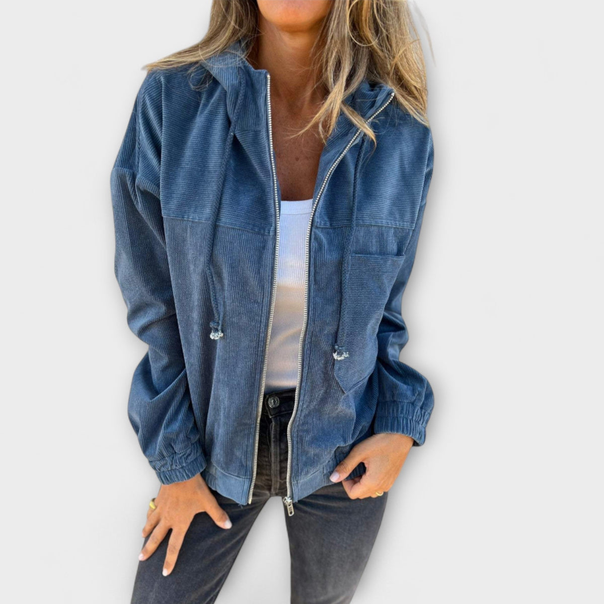 Sommerfeld™ | Ella – Kapuzenjacke aus Cord mit Reißverschluss