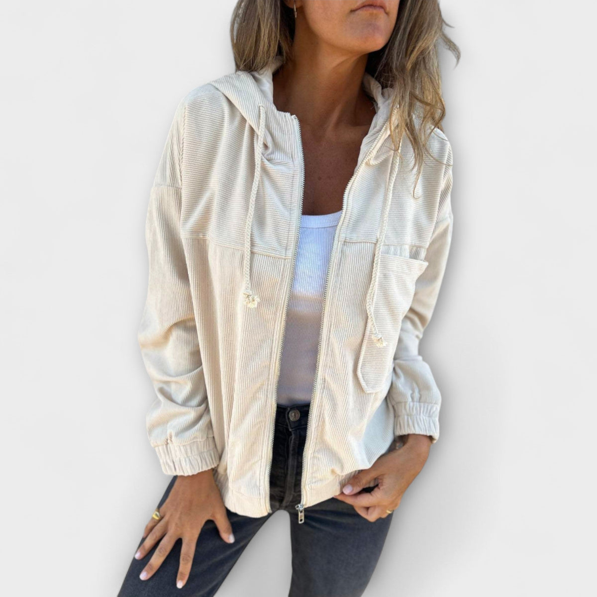 Sommerfeld™ | Ella – Kapuzenjacke aus Cord mit Reißverschluss