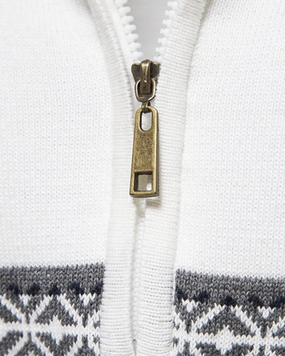 Frederico Baumwollpullover mit Reißverschluss und Muster