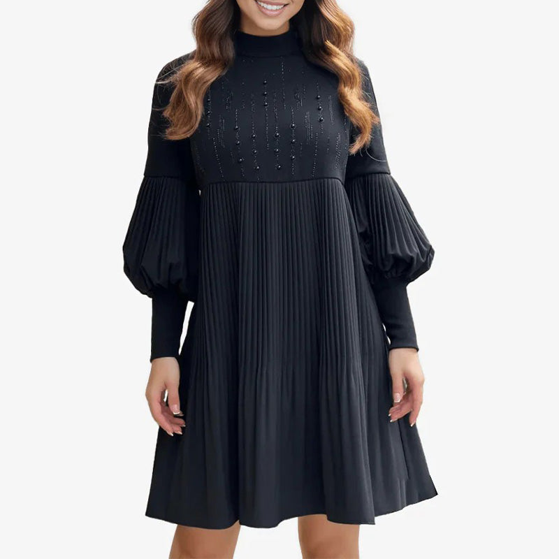 Avelyn™ - Elegantes Plisseekleid mit Laternenärmeln für Damen