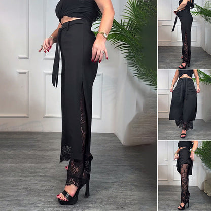 Sommerfeld | Stilvolle Weitbein-Hose mit Transparentem Spitzeneinsatz