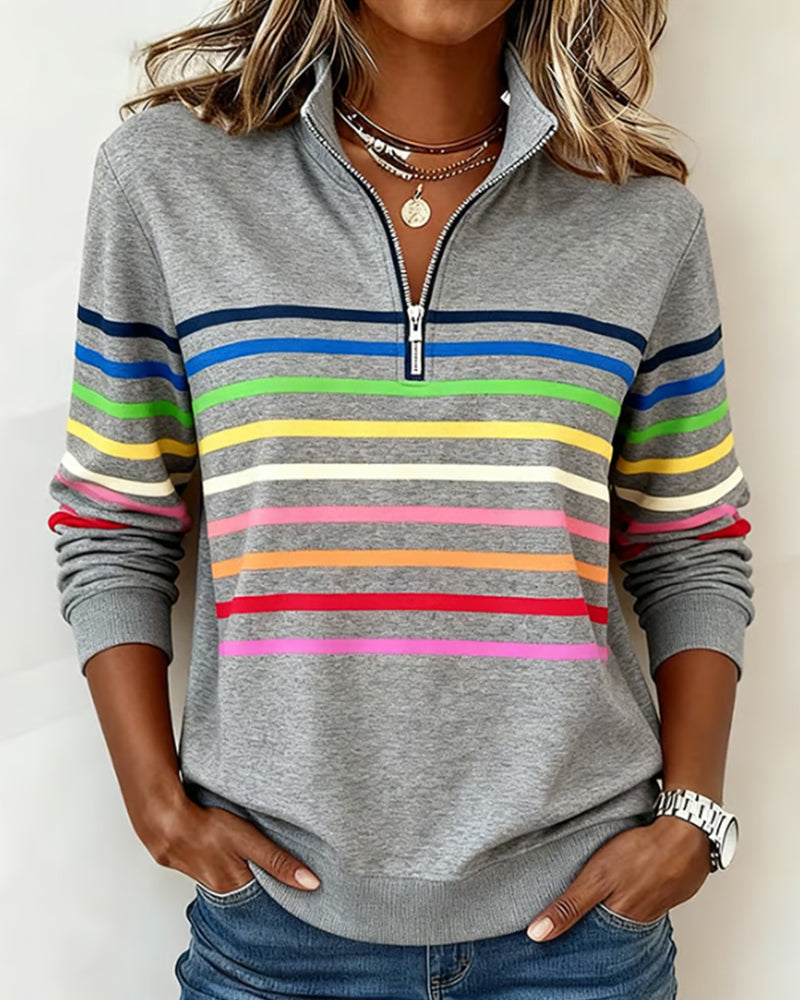 Sommerfeld | Gestreifter Pullover mit Viertel-Reißverschluss (1 Kaufen, 1 GRATIS dazu)