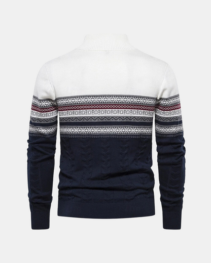 Frederico Baumwollpullover mit Reißverschluss und Muster