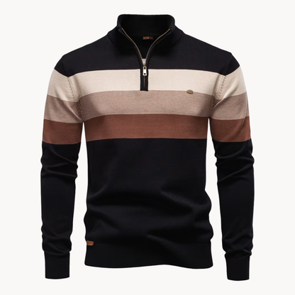 Eleganter Baumwollpullover mit Reißverschluss