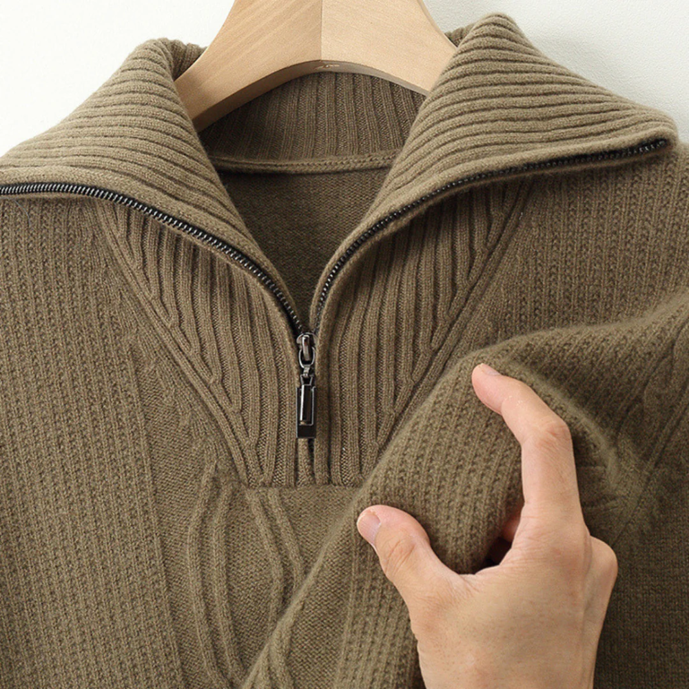 Taranto Pullover aus Merinowolle mit Reißverschluss