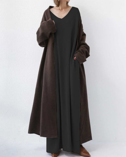 Serenya™ - Modisches Kleid mit langen Ärmeln und V-Ausschnitt