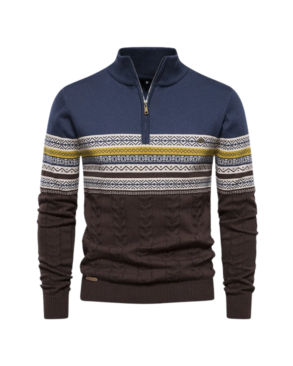 Frederico Baumwollpullover mit Reißverschluss und Muster