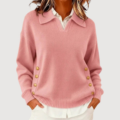 Sommerfeld | Strickpullover mit V-Ausschnitt und Kragen