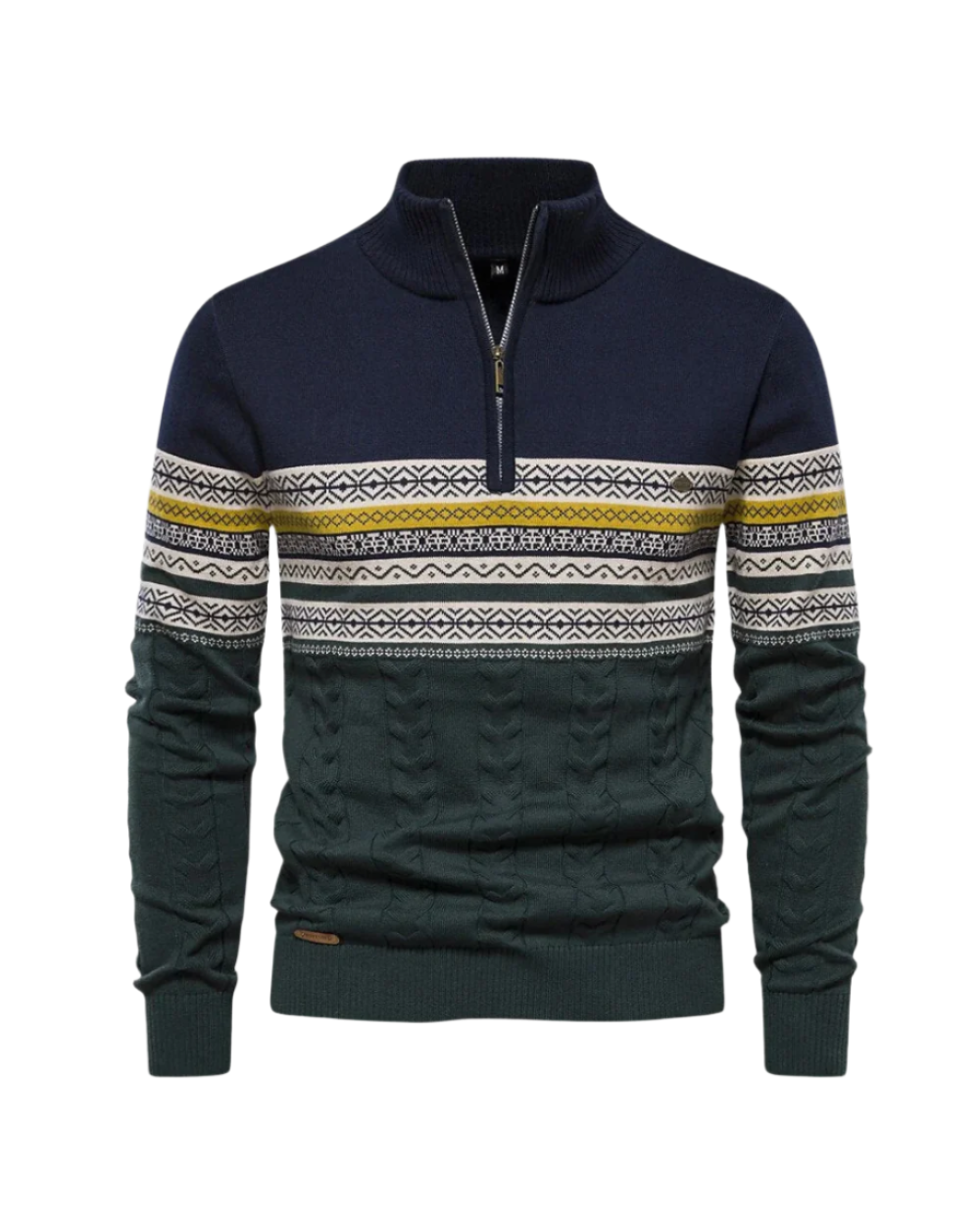 Frederico Baumwollpullover mit Reißverschluss und Muster
