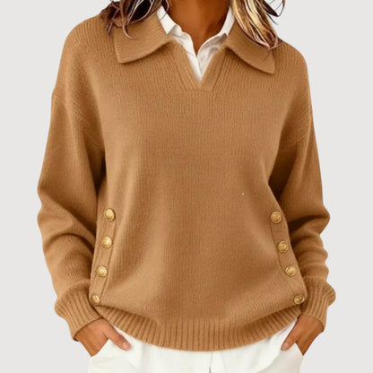 Sommerfeld | Strickpullover mit V-Ausschnitt und Kragen