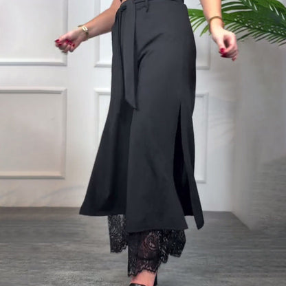 Sommerfeld | Stilvolle Weitbein-Hose mit Transparentem Spitzeneinsatz
