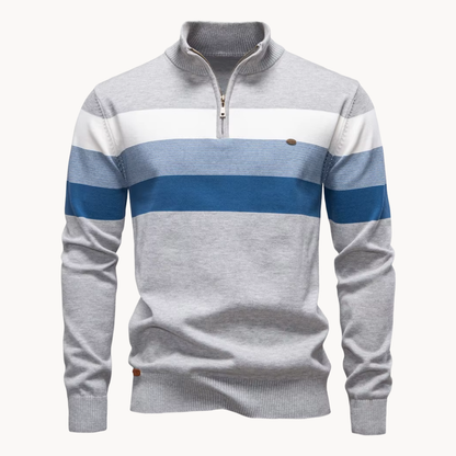 Eleganter Baumwollpullover mit Reißverschluss