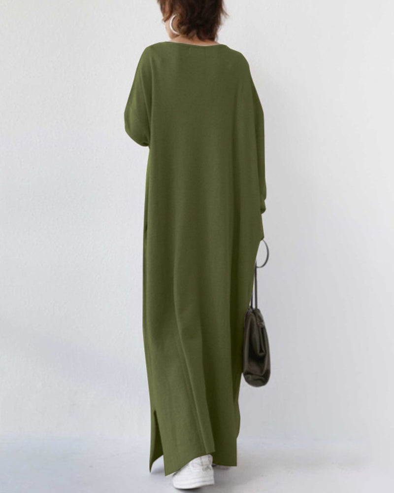 Serenya™ - Modisches Kleid mit langen Ärmeln und V-Ausschnitt