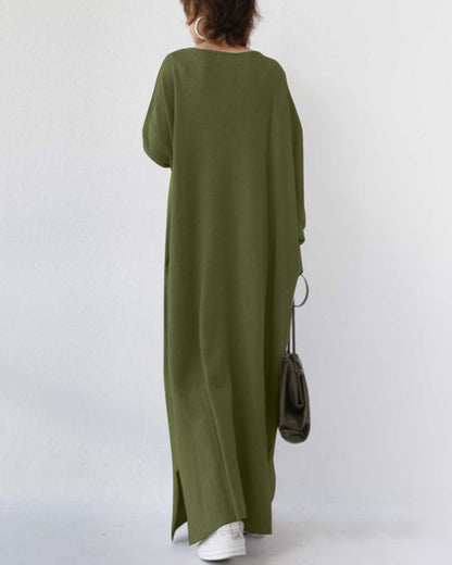 Serenya™ - Modisches Kleid mit langen Ärmeln und V-Ausschnitt
