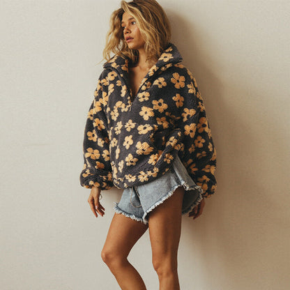 Sommerfeld | Oversize-Fleecepullover mit Blumenmuster