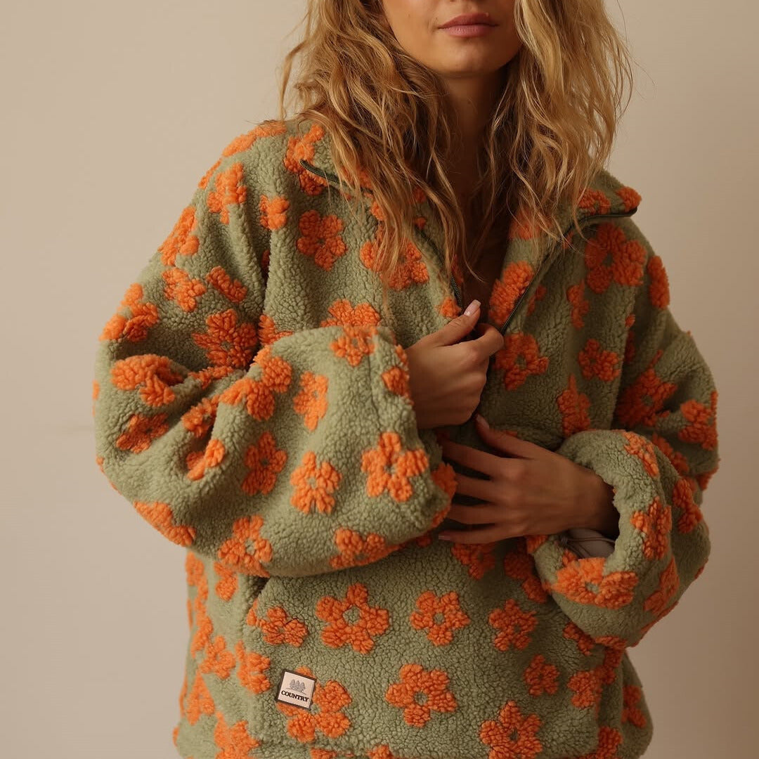 Sommerfeld | Oversize-Fleecepullover mit Blumenmuster