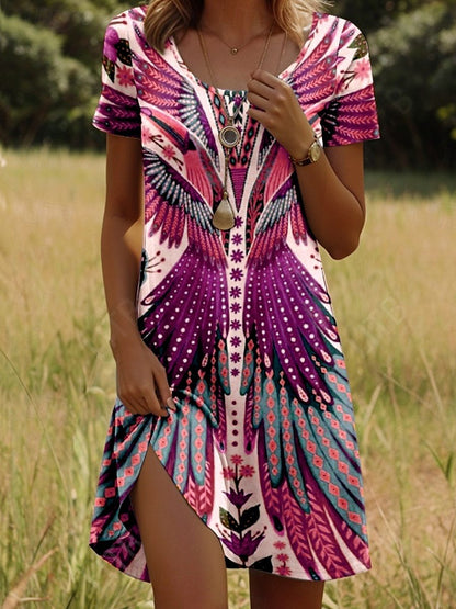 Isla™ – Kleid mit Indisch-inspiriertem Print und Rundhalsausschnitt