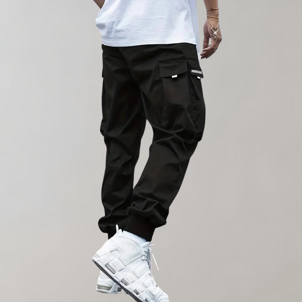 Sommerfeld™ | Herren Cargo Jogginghose – Lila Streetwear-Hose mit Reißverschlusstaschen & Bündchen