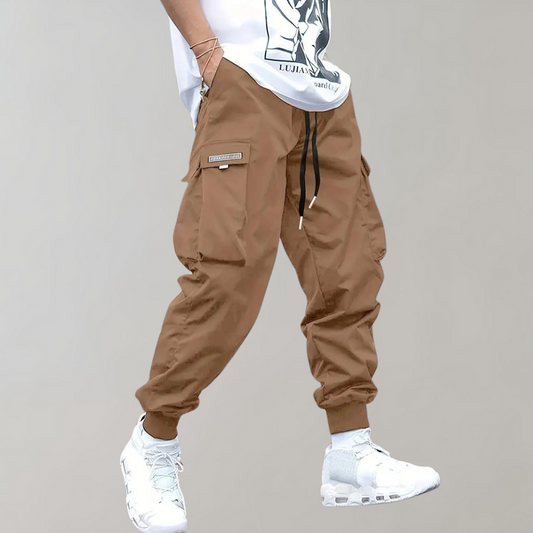 Sommerfeld™ | Herren Cargo Jogginghose – Lila Streetwear-Hose mit Reißverschlusstaschen & Bündchen