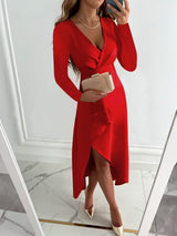 Jurey™ – Elegantes Midikleid mit V-Ausschnitt und Schlitzdesign