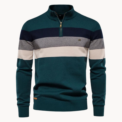 Eleganter Baumwollpullover mit Reißverschluss