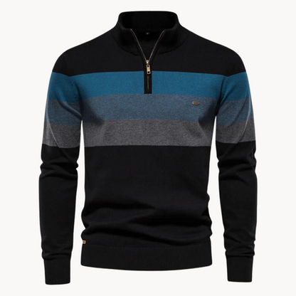 Eleganter Baumwollpullover mit Reißverschluss