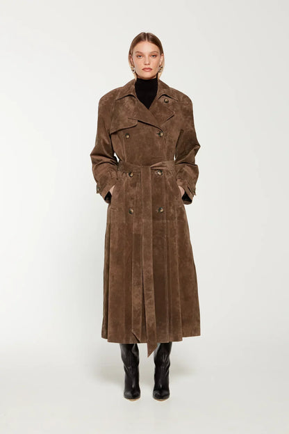 Sommerfeld | Eleganter langer Wildleder-Trenchcoat für Damen
