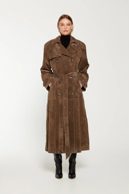 Sommerfeld | Eleganter langer Wildleder-Trenchcoat für Damen