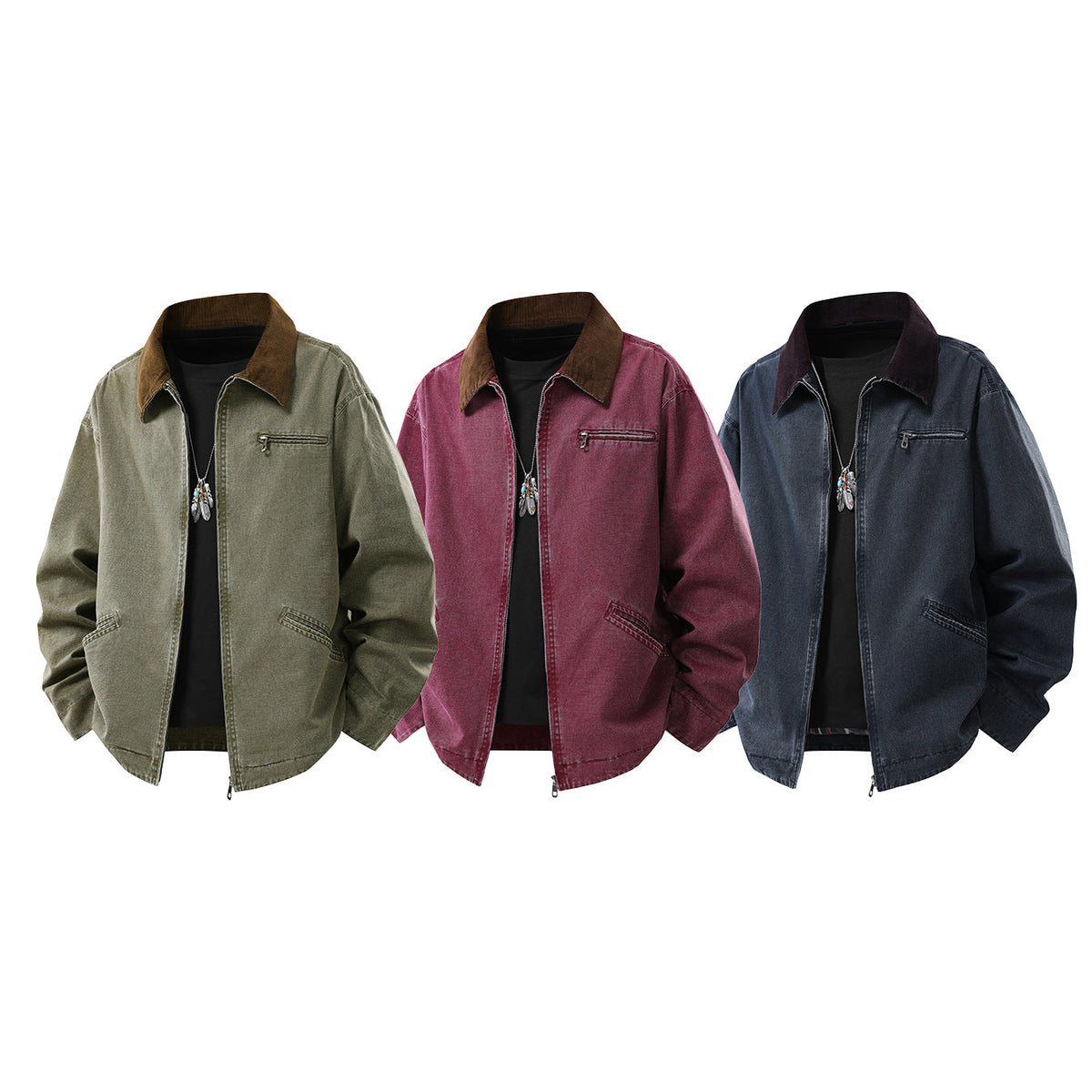 Herren Langarmjacke mit Kragen und Taschen