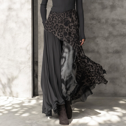 Fena™ - Langes Kleid mit Leopardenmuster-Akzenten