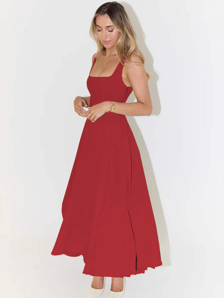 JULIA | Elegantes Midikleid mit eckigem Ausschnitt