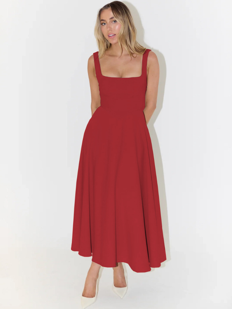 JULIA | Elegantes Midikleid mit eckigem Ausschnitt