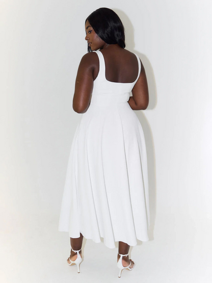 JULIA | Elegantes Midikleid mit eckigem Ausschnitt