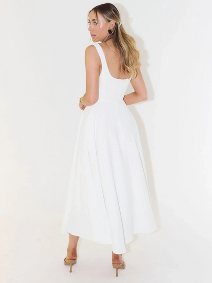 JULIA | Elegantes Midikleid mit eckigem Ausschnitt