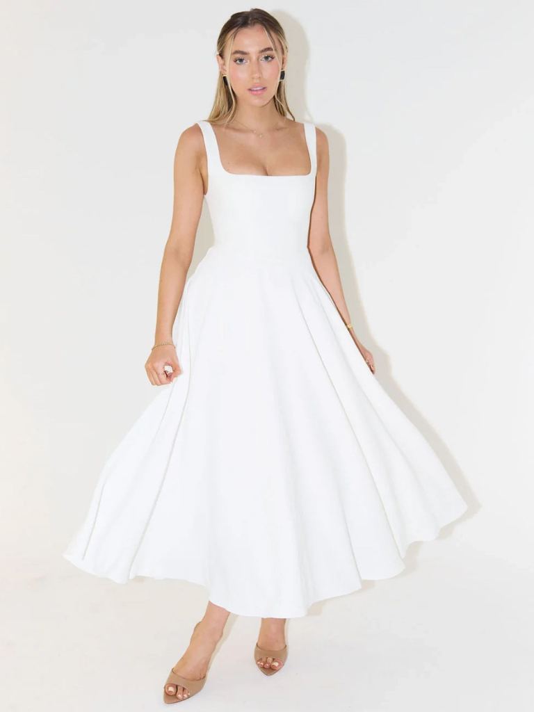 JULIA | Elegantes Midikleid mit eckigem Ausschnitt