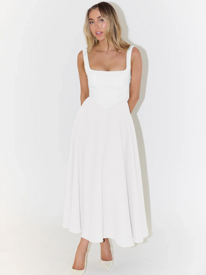 JULIA | Elegantes Midikleid mit eckigem Ausschnitt