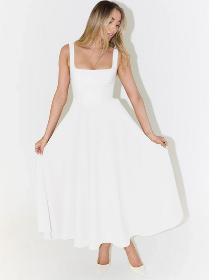 JULIA | Elegantes Midikleid mit eckigem Ausschnitt