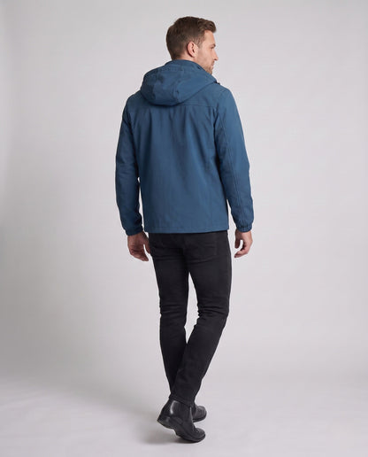 Herren leichte winddichte Hoodie-Jacke mit wärmendem Fleece-Futter und Reißverschlusstaschen drune