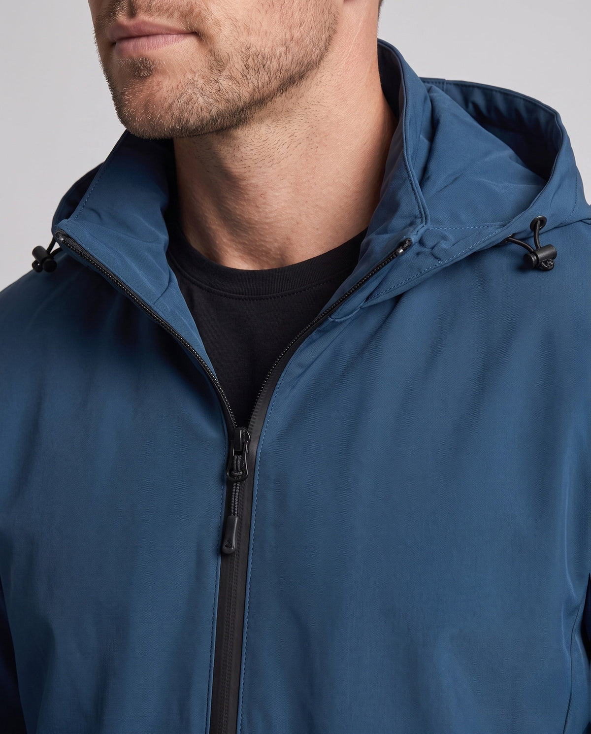 Herren leichte winddichte Hoodie-Jacke mit wärmendem Fleece-Futter und Reißverschlusstaschen drune