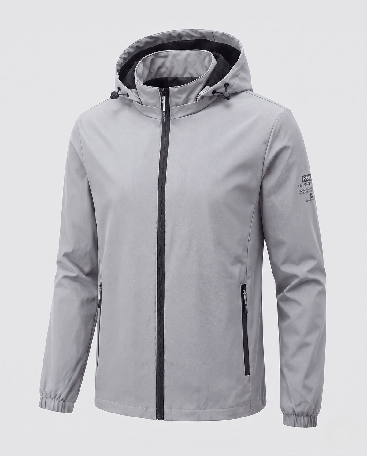 Herren leichte winddichte Hoodie-Jacke mit wärmendem Fleece-Futter und Reißverschlusstaschen drune