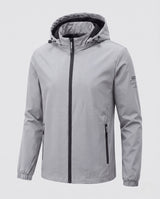 Herren leichte winddichte Hoodie-Jacke mit wärmendem Fleece-Futter und Reißverschlusstaschen drune