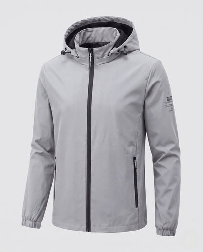 Herren leichte winddichte Hoodie-Jacke mit wärmendem Fleece-Futter und Reißverschlusstaschen drune