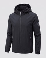Herren leichte winddichte Hoodie-Jacke mit wärmendem Fleece-Futter und Reißverschlusstaschen drune