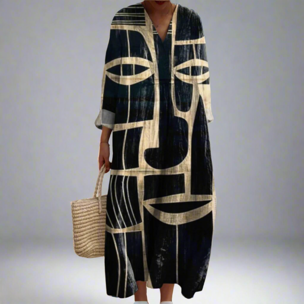 Lorna™ - Tribal-inspiriertes künstlerisches Midi-Kleid