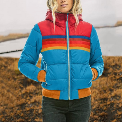 Karina | Modische Retro-Winterjacke für Damen mit Streifenmuster