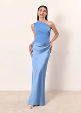 Amber™ – Ein Schulter Satin Maxikleid